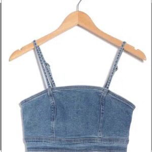 Habitual Denim Crop Cami Top - Light Blue